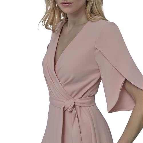 Image of DKNY Women's Tulip Sleeve Scuba Crepe Faux Wrap Dress