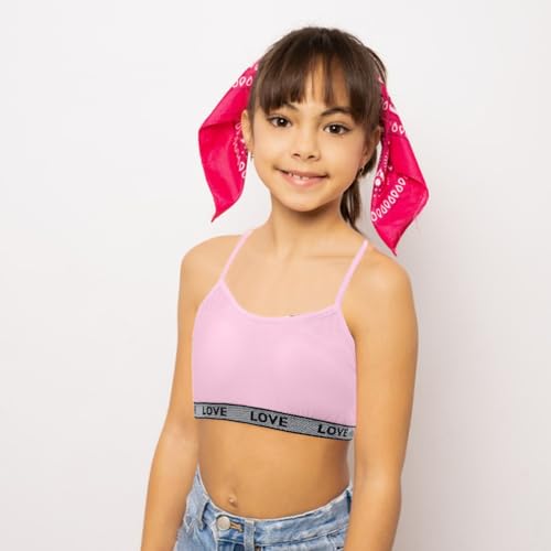Girls Training Bra Teen Bras Cotton Camisole Bralette for Teens Kids Sports Bra 8-10 10-12 12-14 14-16 Years Old, Pink+Grey+Black4