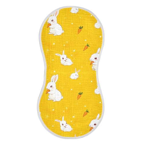 xigua Cute White Rabbits Baby Burp Cloths for Newborn Boys and Girls 2 Pack, Soft & Absorbent Cotton Baby Burp Cloth, Baby Washcloths, Newborn Towel, Burp Rags