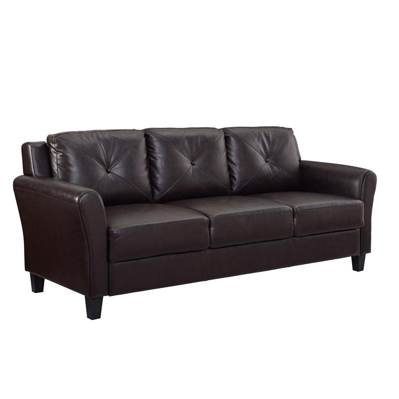 Lifestyle Solutions Norwalk Sofa in Java Brown Faux Leather