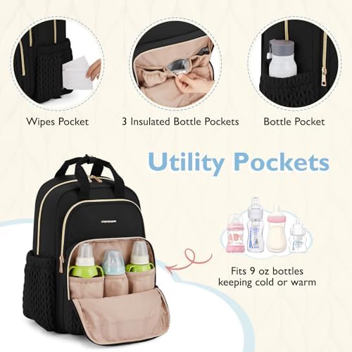 mommore Diaper Bag Backpack, Large Travel Baby Bag for Daily Essentials - 3
