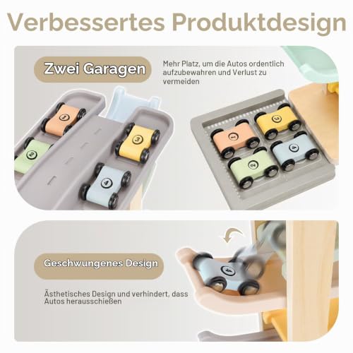 Joyreal Kugelbahn Baby Holz - Montessori Auto Spielzeug 1 2 Jahr, Kugelbahnen Holzspielzeug Kinderspielzeug Geschenk zum 1. Geburtstag… – Ansicht 3