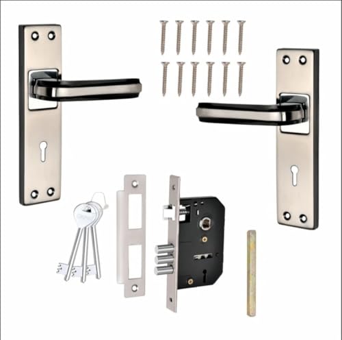 Image of Milton Iron 7 Inch Mortise Lock Set - MHI- Liner, Finish Black Silver