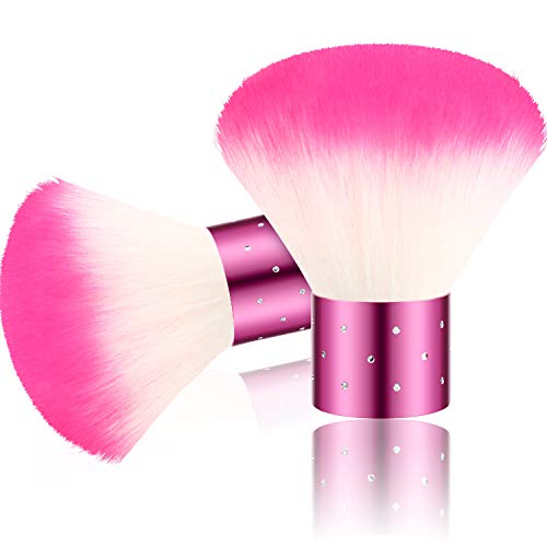 2 Pieces Colorful Soft Kabuki Brushes Nail Arts Dust Cleaner Brush for Makeup or Nail Arts (Pink)