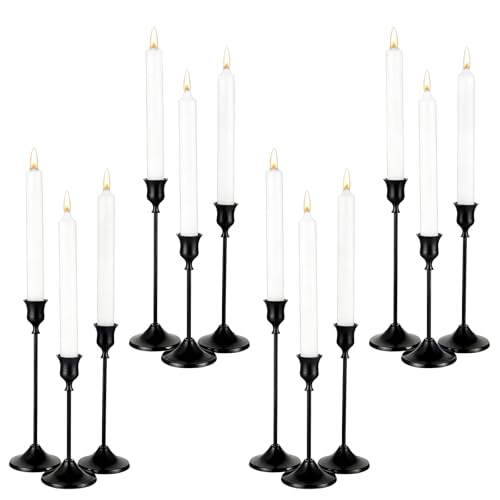 12 Pack Vintage Black Candle Holders Set 3 Sizes