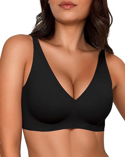 Image of Gailife Deep V Jelly Bras for Women No Underwire Wireless Seamless Push Up Bra Comfort Support Plunge Bralette Full Coverage