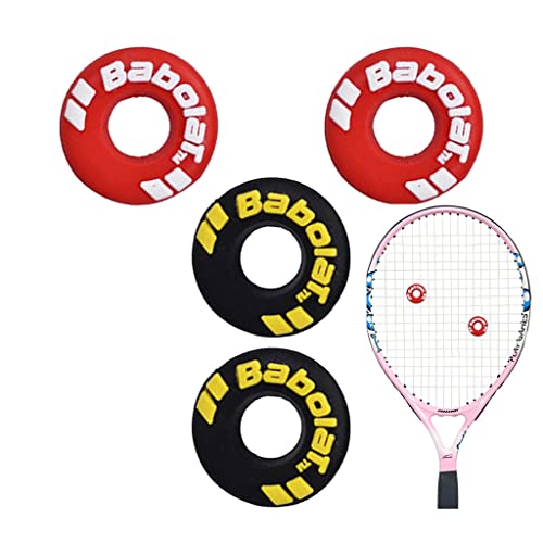 OHAOLYLE 4 Pcs Tennis Vibration Dampeners Rubber Racquet Shock Absorbers Creative Tire Shape Tennis Racket Accessories for Tennis and Racquetball Players