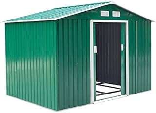 Outsunny 9 x 6FT Garden Metal Storage Shed Outdoor Storage Shed with Foundation Ventilation & Doors, Green