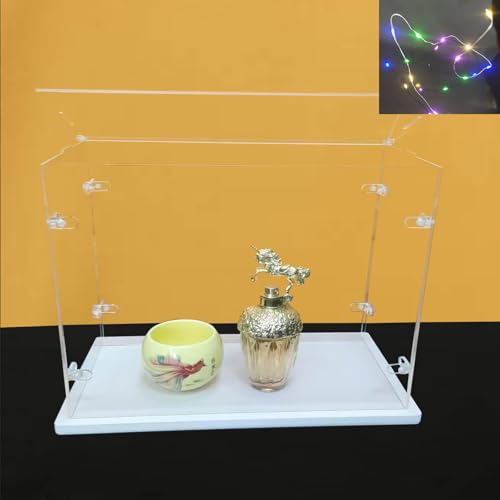Clear Acrylic Display Cabinet Assembly, Thickened Base, top openable Door, Sturdy L-Shaped Buckle, dust Protection Cabinet for Action Doll Toy Collectibles (White, 45x30x30cm/18x12x12in)