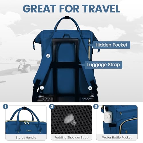 Image of LOVEVOOK Laptop Backpack for Women,17 Inch Professional Womens Travel Backpack Purse Computer Laptop Bag Nurse Teacher Backpack,Waterproof College Work Bags Carry on Back Pack with USB Port,Royal Blue
