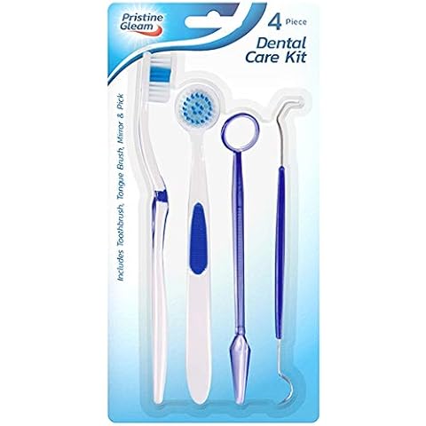 Dental Care Kit 4 Pack Tooth Brush, Tongue Brush, Mirror & Pick Cover