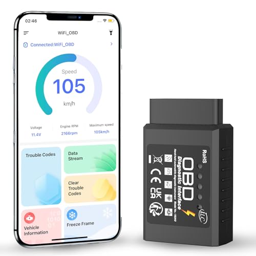 iLC OBD Wireless OBD2 Voiture Code Lecteur Balayage Outil- Relier Via WiFi avec Tout iOS, Android & Windows- 3000 Code Base de Données -Adapté pour Voiture