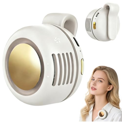 XUDUOO Tragbarer Clip Ventilator Mini Ventilator mit Clip T-Shirt Ventilator 3 Geschwindigkeiten Leiser USB Aufladbarer Handventilator für Gürtel Outdoor Arbeit und Reisen (Weiß)