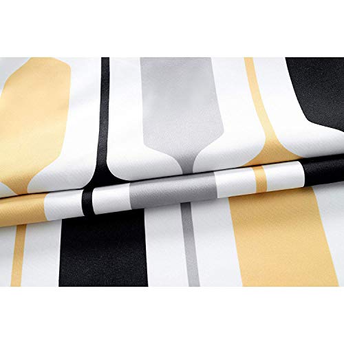 Driftaway Riley Geo Lined Window Curtain Valance Mid Century Geometric Pattern 2 Layers Rod Pocket 52 Inch By 18 Inch Plus 2 Inch Gold Black Gray #TOP3