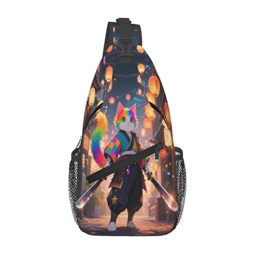 Image of Japanese Ninja Cat Crossbody Bag Sling Bag Backpack Chest Bags Shoulder Bag for Women Men