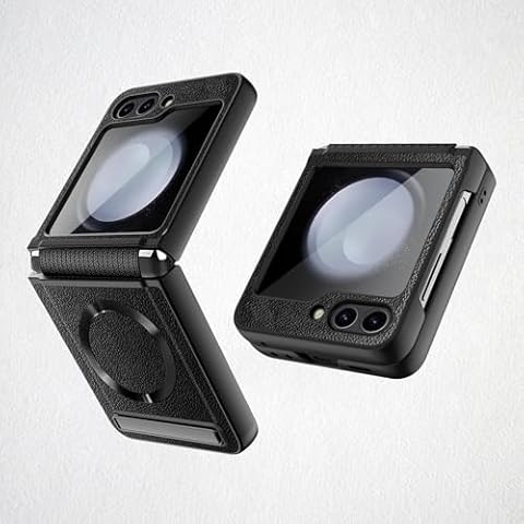 Smartphone Flip Case Compatible with Samsung Galaxy Z Flip 5 Case, Hinge Protection, Screen Protector, Adjustable Kickstand, Thin and Slim, Wireless Charging,Drop Proof Protective Cover for Galaxy Z F Cover