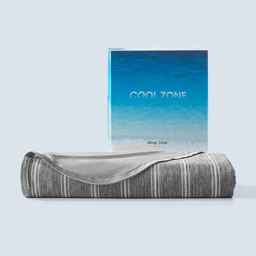 SLEEP ZONE Cooling Blankets for Hot Sleepers, Summer Blanket Thin Lightweight for Bed Couch, Arc-Chill Q-Max 0.5 Cooling Throw Blanket on Night Sweats (Dark Grey Stripe, 50''x70'') - image 6