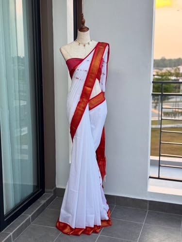 Image of South Cotton Gadwal Saree for Women | Celebrity Inspired Traditional Ethnic Wear | Chettinad & Kalyani Cotton Sarees | Soft Cotton Saree with Blouse Piece