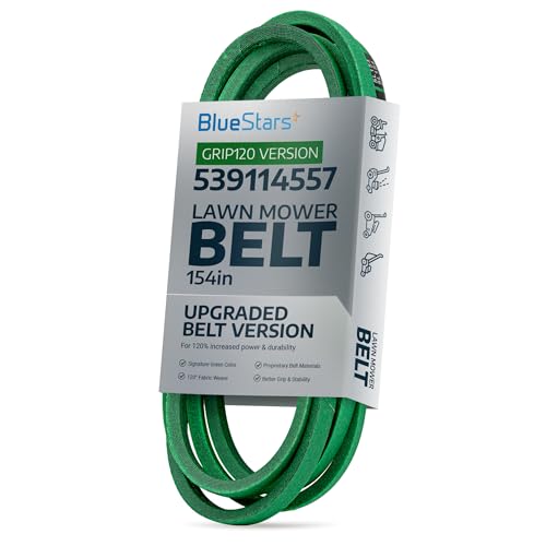 Image of [Upgraded Grip120] BlueStars 539114557 Deck Belt Aramid Cord 5 /8 inch x 154 inch | For 52 inch 54 inch Deck Husqvarna Z254 RZ5424 Z5426 Poulan Jonsered Dixon ZeroTurn Mowers Replaces 539114557 1-653368 653368