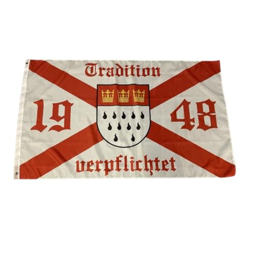 Köln Fahne - Tradition verpflichtet, Grösse 90x150 cm, Flagge, Fahne mit Ösen, 1948, Fussball, Fan, rot-weiss