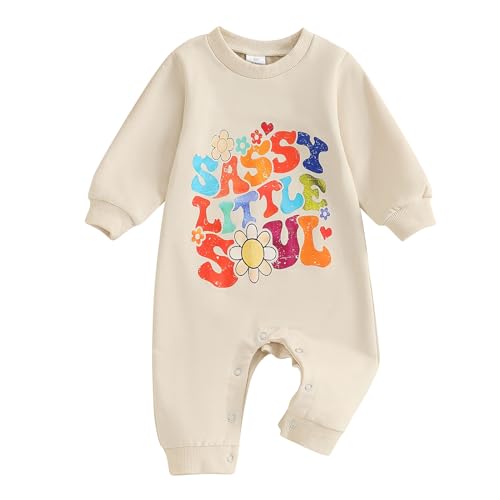 BOIBOKOKO Newborn Baby Girl Boy Clothes Sassy Little Soul Long Sleeve Romper Jumpsuit Cute Fall Winter Outfit