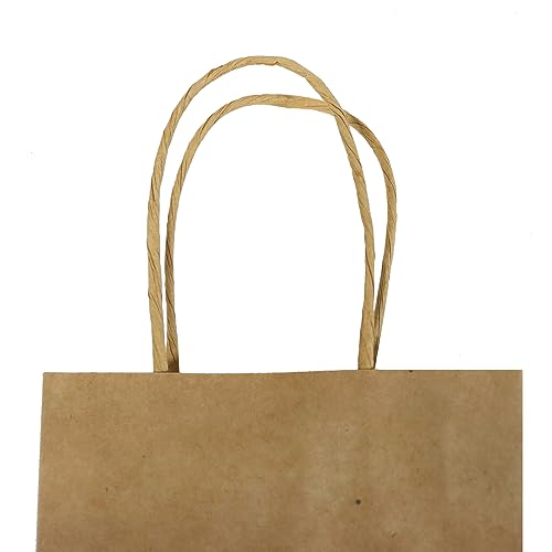 Image of bagmad 100pack 5.25x3.25x8 inch Brown Small Paper Bags with Handles Bulk, Gift Paper Bags, Kraft Birthday Party Favors Grocery Retail Shopping Bags, Craft Bags Takeouts Business (Thank You-Brown)