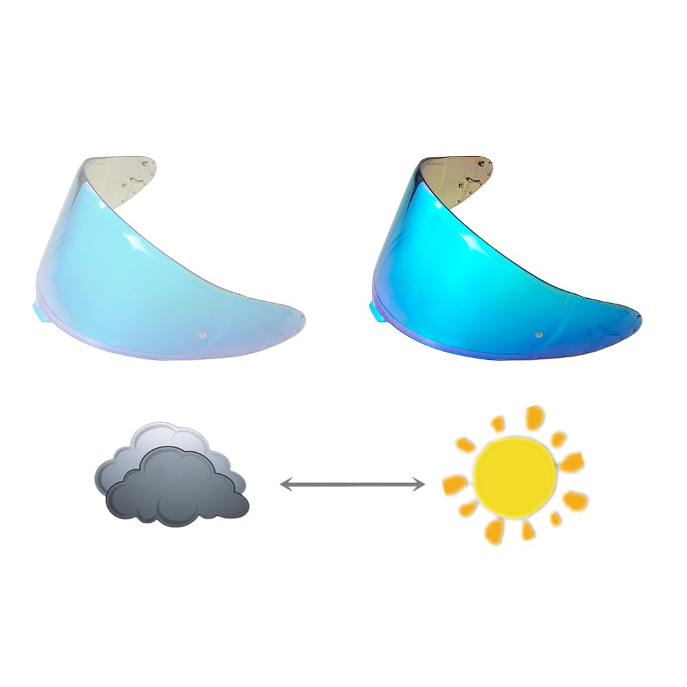 ANSUNDA CWR-F2 Helmet Visor for Z8, UV Protection Windproof Motorcycle Helmet Face Shield for Z8 RF-1400 NXR2 (Photochromic Revo Blue)