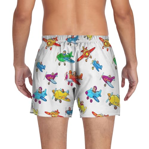 Airplane Pilot White Men's Cotton Boxer Shorts Pajama Bottoms Sleep Shorts Underwear with Button Fly2