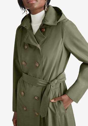 Jessica London Women's Plus Size Dark Olive Green Double Breasted Trench Raincoat - Size 18W - Image 4