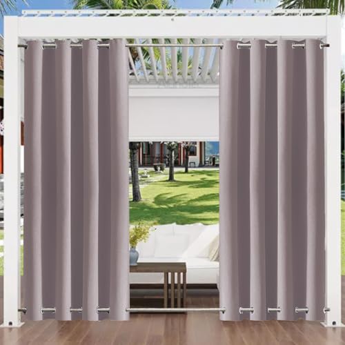 Outdoor Vorhang Wetterfest mit Ösen Oben und Unten (Viele Höhen & Breiten Zur Auswahl) Wasserdicht Sichtschutz Terrasse Sonnenschutz für Balkon Veranda Pergola Gartenlaube, Weiß