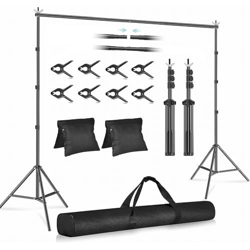 HolaDream Backdrop Stand Kit 3 x 3 m/10 x 10 ft, Adjustable Photography Background Stand, Background Support System for Photo Video Studio, Portrait, Birthday Wedding Party Decoration