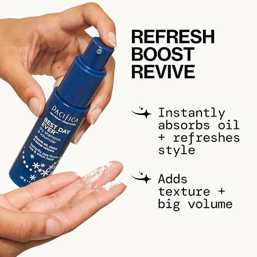 Pacifica Dry Shampoo Powder - Best Day Ever Waterless Shampoo & Instant Volumizer - adds Texture, Refreshes & Absorbs Oil, Non-Aerosol for Women of All Hair Types Natural & Vegan Dermatologist Tested