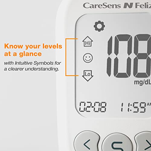 Caresens PGUEA-0000318 N Feliz Blood Glucose Monitoring Kit With 100 Blood Sugar Test Strips, 100 Lancets, 1 Blood Glucose Meter thumb #2