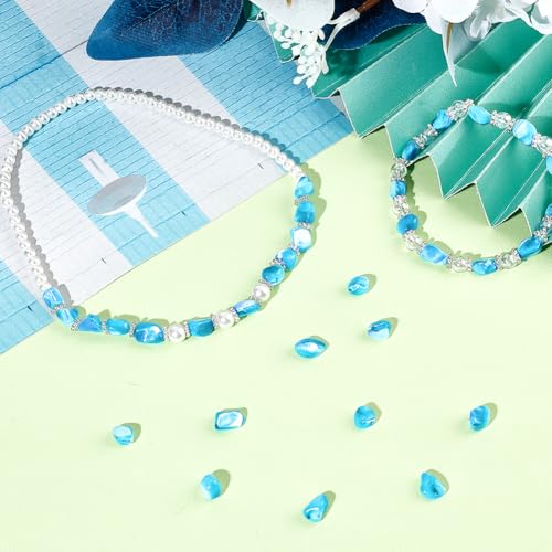 SUNNYCLUE 1 Box About 100Pcs Shell Beads Blue Chip Beads Irregular Drilled Summer Trochus Ocean Sea Shell Beach Bead for jewellery Making Bracelets Necklaces Earrings DIY Crafting Decoration Beginners - Image 4