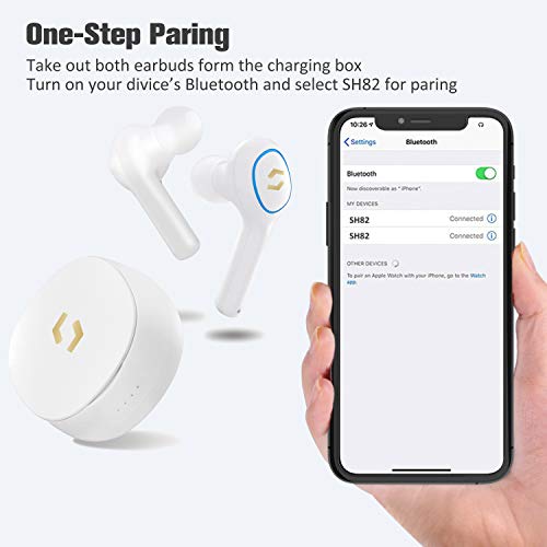 Tws Wireless Bluetooth 5.0 Earbuds With Portable Charging Case, Touch Control In-Ear Noise Cancelling Stereo Earphones With Long Battery Life, Anti-Sweat Gym Running (White) #TOP6