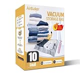 AirBaker Vacuum Storage Bags for moving, Vacuum Seal Bags for Memory Foam, Latex, Clothing & Bedding, Space Saver Bags for Organization and Storage (10 Small)