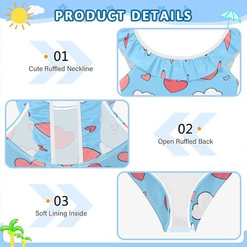 Bañador para niñas de 3 a 6 años SyXIOP Cloud Heart cómodo que evita rozaduras 5