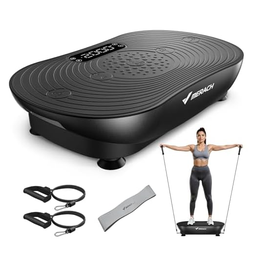 MERACH Vibration Plate Exercise Machine, Vibrating Platform for Lymphatic Drainage Weight Loss Muscle Activation, Full Body Home Exercise Equipment with LED Touch Screen Bluetooth Pull Cord