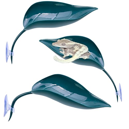Image of 3pcs Crested Gecko Hide，Wall Climbing Gecko Toy，Reptile Leaf，Crested Gecko Tank Accessories，Turtle Tank Decorations，Tree Frog Terrarium Accessories (Grass Green)