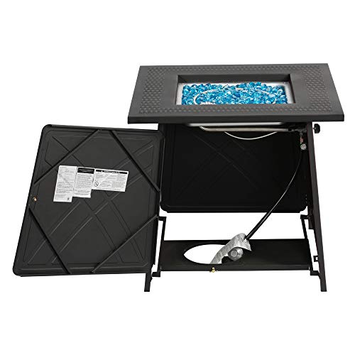 Bali Outdoors Propane Fire Pit Table, 28 Inch 50,000 Btu Auto-Ignition Outdoor Gas Fire Pit Table, Csa Certification Approval And Strong Steel Tabletop (Square Black) #TOP2