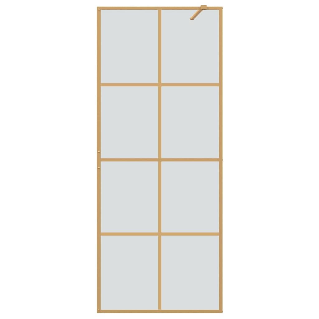 Fengshui Walk-in - Mampara de ducha (cristal templado, 80 x 195 cm), color dorado | Marco de aluminio, cristal templado de seguridad, ancho ajustable, incluye soporte de 100 cm