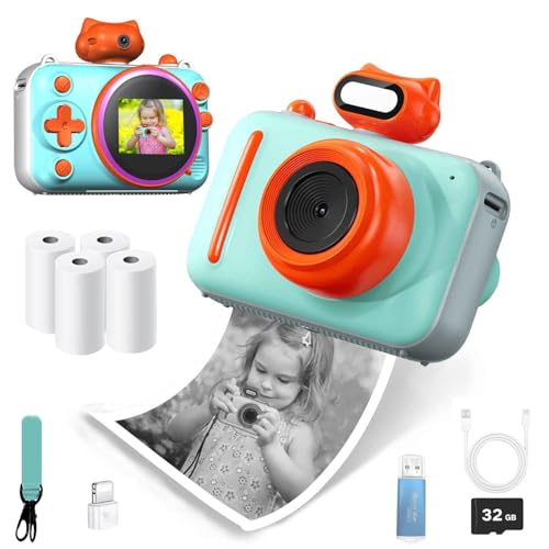 Appareil photo numérique enfants impression instantanée HD 1080p bleu
