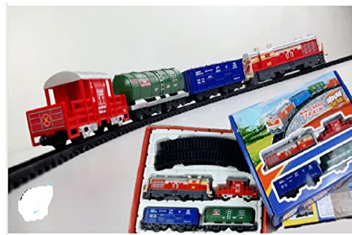 Image of Sheel Mini Cargo Train Set for Kids | - Battery Operated Toy with Engine, Oil Tanker, Coal Wagon, Brake Van & Track | Educational & Fun Gift Toy for Boys & Girls
