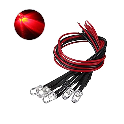 FOYTOKI 10 piezas Unidades LED Rojo con Cable Preinstalado bajo Consumo para Coches y Juguetes Rc Luces Decorativas Nocturnas de Larga Duración