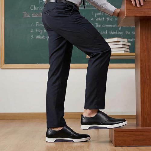 Image of konhill Men's Casual Oxford Shoes - Breathable Dress Shoes Loafers Lace-up Flat Sneakers