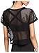 SweatyRocks Women's Sexy Sheer Mesh Fishnet Net Short Sleeve T-Shirt Crop Top Black S