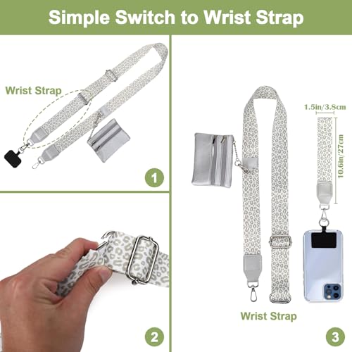 Image of XANGNIER Clip and Go Strap for Phone with Wallet Crossbody, Phone Strap with Zippered Wallet, Adjustable Anti Theft Cellphone Lanyard for Women, Cellphone Chain Accessories,Multicolor 17