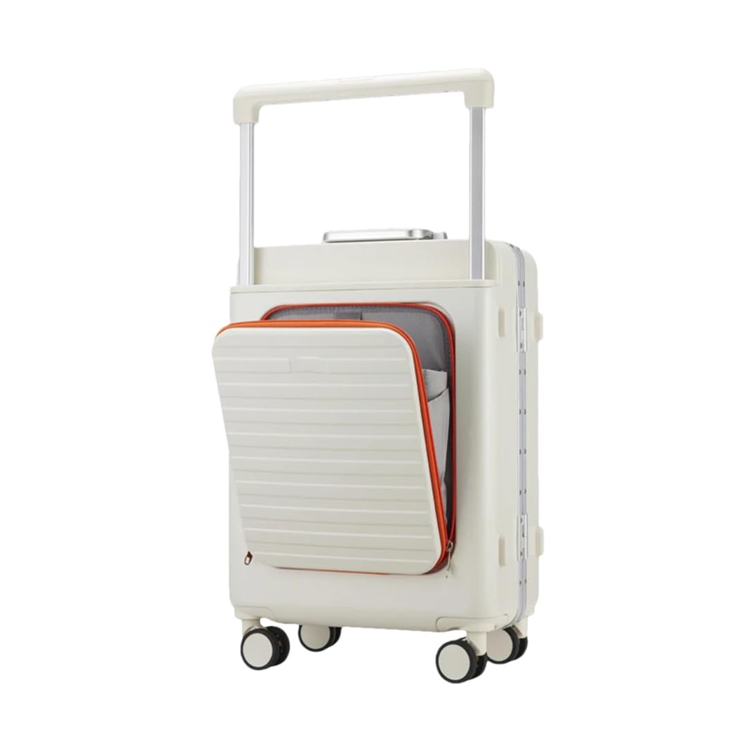 Breiter Trolley-Koffer, Business-Koffer für Herren, mit Reißverschluss, Aluminiumrahmen, Handgepäck, Damen-Koffer mit Zahlenschloss, Aluminium, 61 cm (Aluminum1 20)