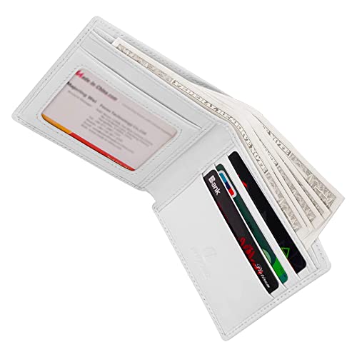 NYEAR White Wallet,Four layers conductive fabric anti RFID reading,Slim Mens Wallet Leather Bifold Wallets for Men As Nice Gifts for Birthday, Anniversary and Graduation,White3