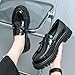 Men's Fashion Chunky Platform Penny Loafers Luxury Round Toe Slip-On Dress Shoes with Non-Slip Lug Sole for Business Work and Daily Casual Wear (White and Black-C,10)